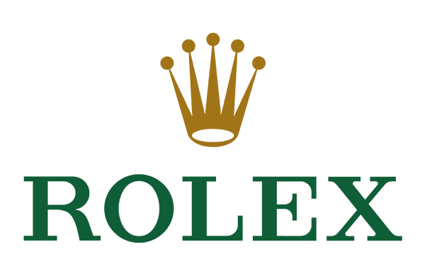 Rolex logo: gold crown icon above a green 'ROLEX' wordmark