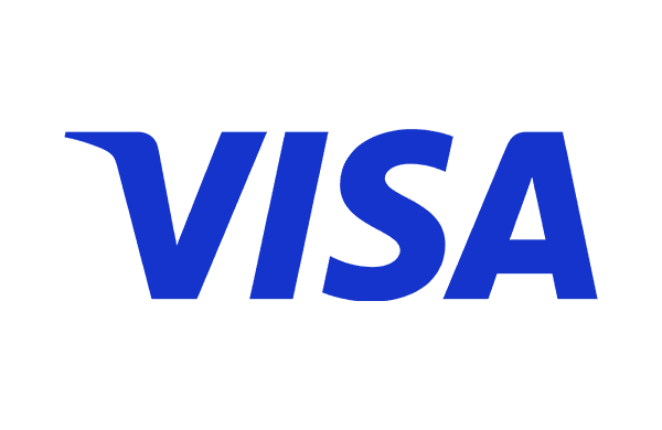 Visa logo in blue on white background